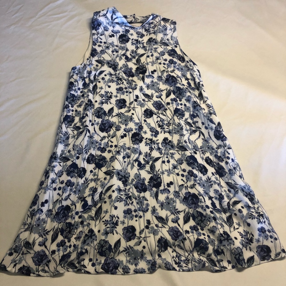 double line, open back, floral desss